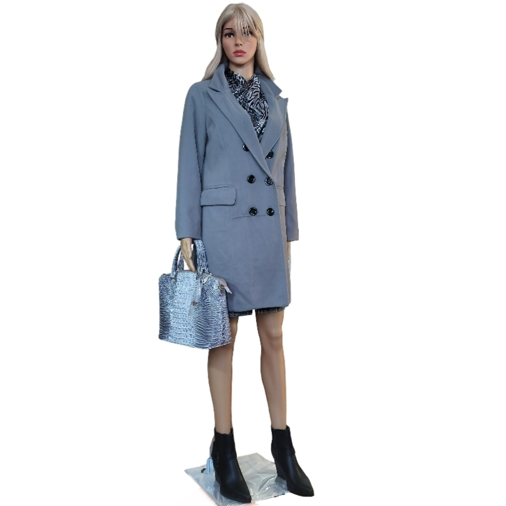 Elegant Gray Women's Fleece Blazer Coat Size NWOT